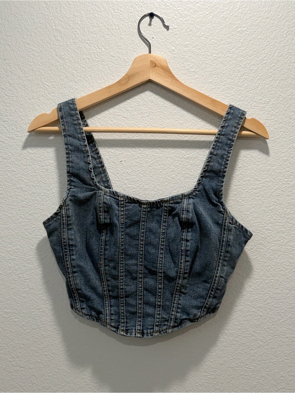 Denim corset top with zipper Size Small